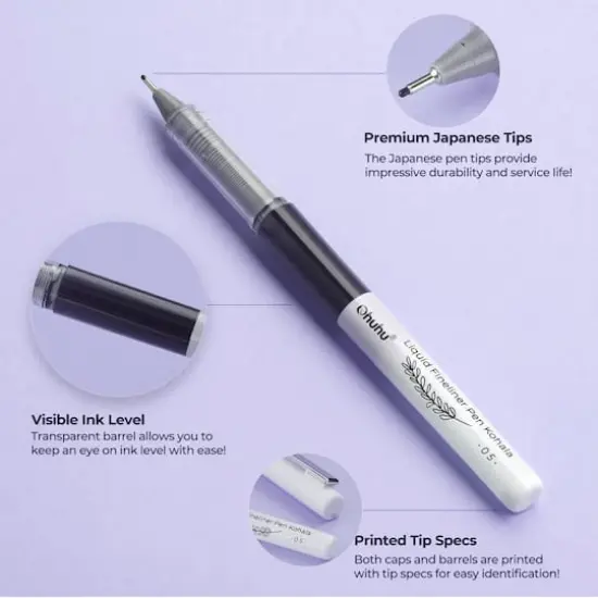 Ohuhu&reg; Kohala 9 Piece Liquid Fineliner Drawing Pens {4}