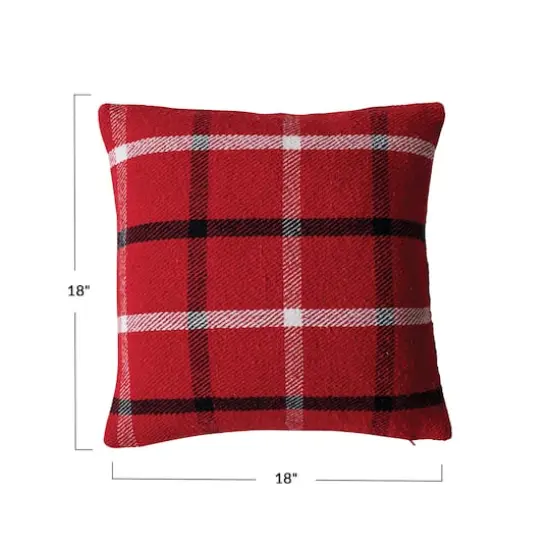 Hello Honey&reg; 18" Red, White & Black Plaid Brushed Flannel Throw Pillow {4}