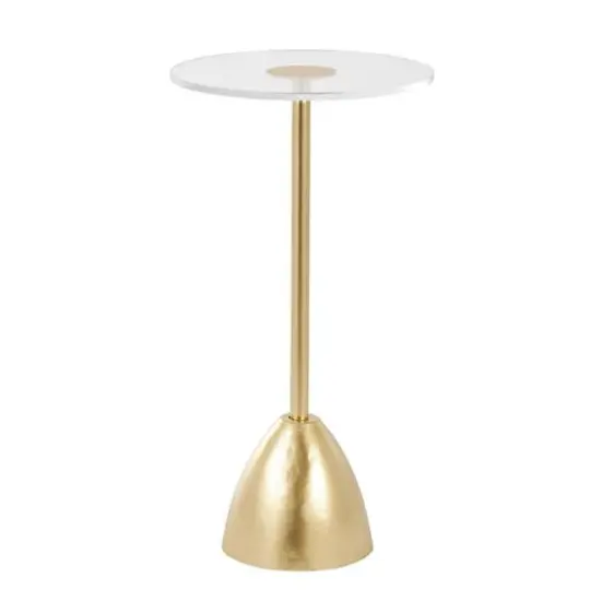 25.5" Gold Metal Pedestal Accent Table {7}