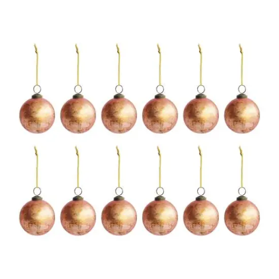 Hello Honey&reg; 12 Pack 4" Distressed Pink Glass Ball Ornaments {1}