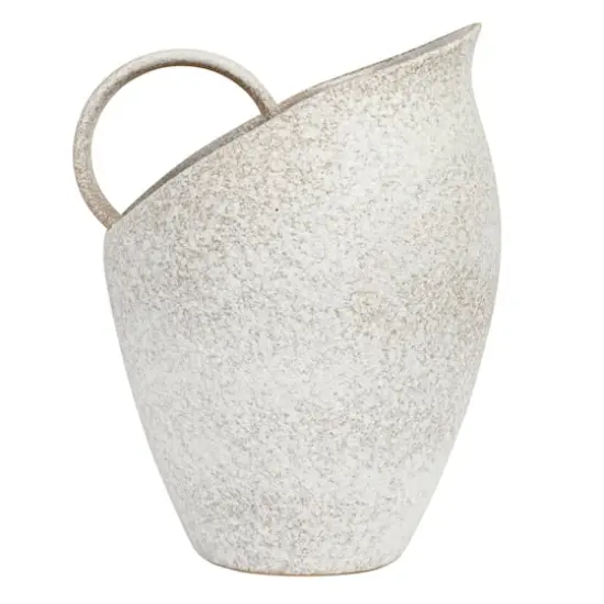 Hello Honey&reg; 9" White Textured Stoneware Pitcher in Reactive Glaze {15}