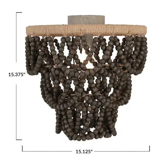 Hello Honey® Dark Gray Wood Bead & Metal Semi-Flush Light {6}