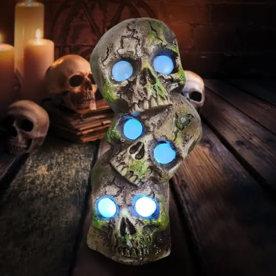 13.5" Gray LED Stacked Skulls D&eacute;cor by Ashland&reg; {3}
