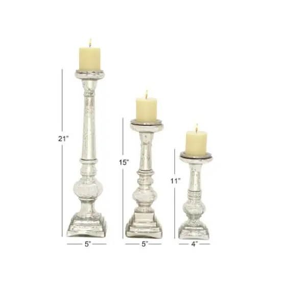 Silver Glass Candle Holder Set {6}