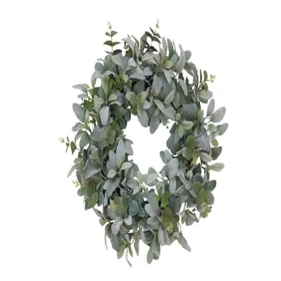 22" Green Lambs Ear Wreath {1}