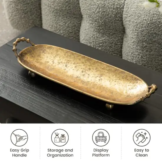Glitzhome&reg; Gold Oval Metal Decorative Trays Set {6}