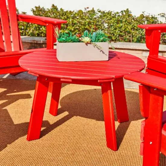 Glitzhome&reg; 32" Red Round Outdoor Coffee Table {5}