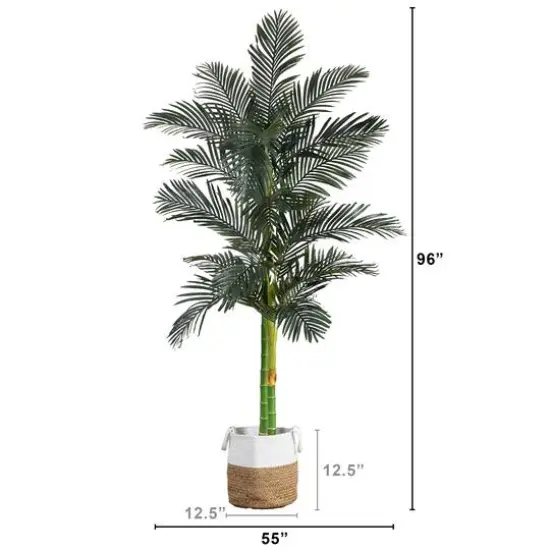 8ft. Golden Cane Palm Tree in Handmade Natural Cotton Planter {7}