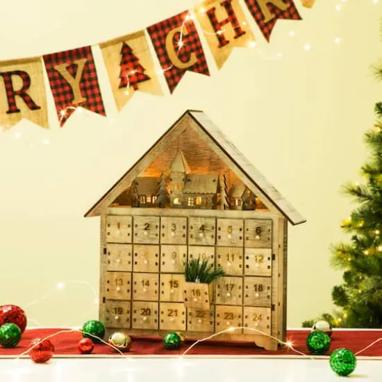 Glitzhome&reg; 15" LED Wooden Countdown Farmhouse {3}