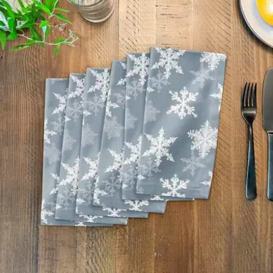 Blue Snowflake Pattern 10" x 10" Cotton Twill Napkin {4}