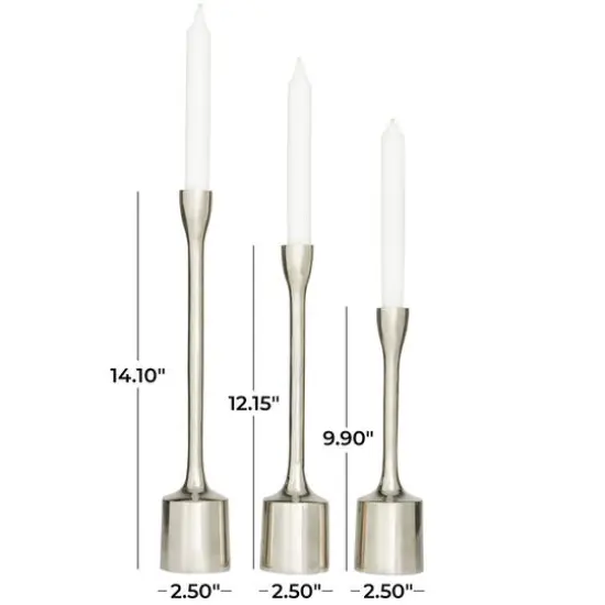 CosmoLiving by Cosmopolitan Silver Aluminum Tapered Candle Holder Set {6}