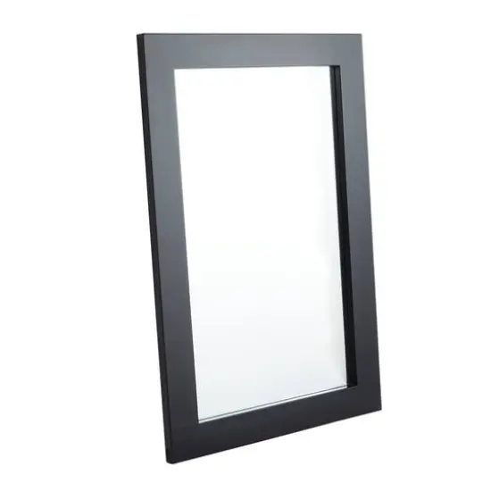 36" Black Rectangle Wood Contemporary Wall Mirror {3}