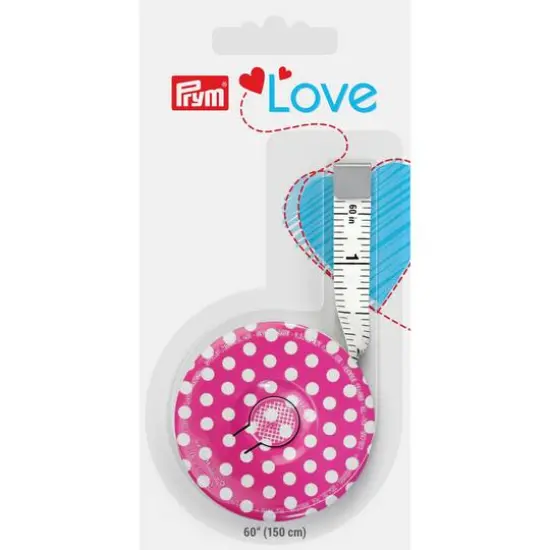 Prym&reg; Love Pink with White Polka Dots 60" Spring Tape Measure {1}