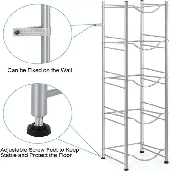5gal. Water Jug Holder 5-Tier Storage Rack Silver {10}