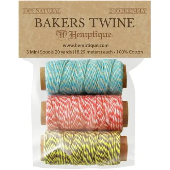 Hemptique® Hula Hoop Cotton Baker's Twine Mini Spools, 3ct. {1}