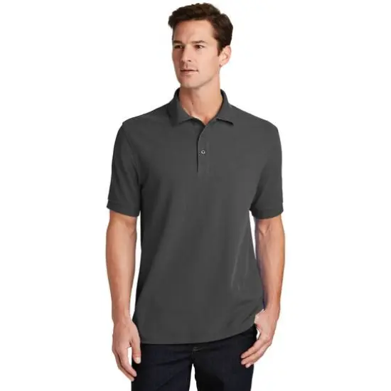 Port & Company® Combed Ring Spun Pique Adult Polo Charcoal {3}