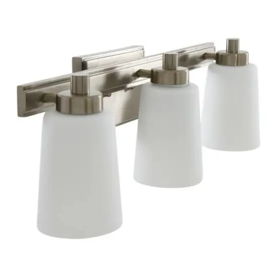 Hello Honey&reg; Robert Stevenson Lighting Sullivan Park Frosted Glass & Metal 3-Light Vanity Brushed Nickel {6}