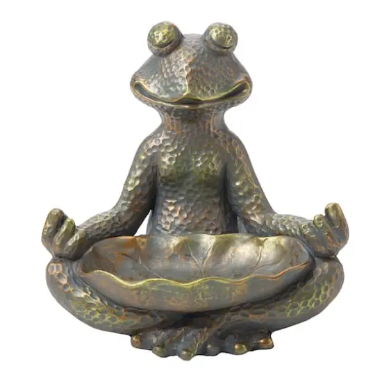 Glitzhome&reg; 14" Bronze Yoga Frog Statue {1}