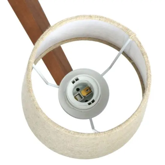 Hello Honey&reg; 37.5" Wood & Metal Chandelier with Linen Shades {8}