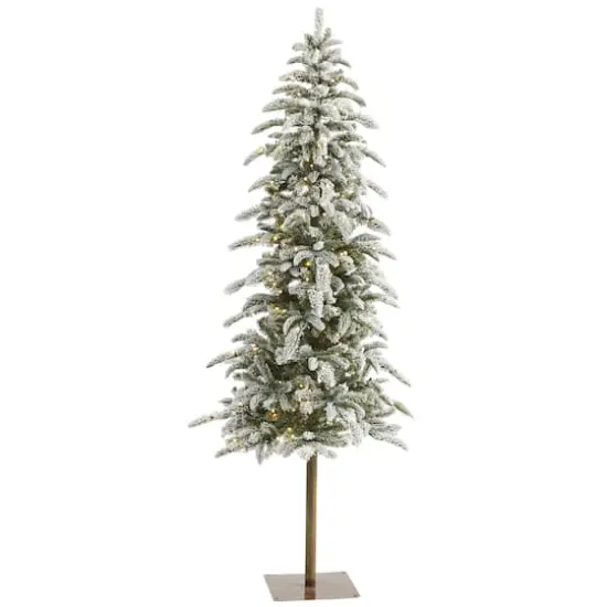 6.5ft. Pre-Lit Washington Alpine Artificial Christmas Tree, White Warm LED Lights {1}