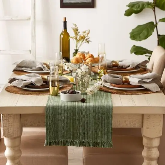 DII&reg; 108" Variegated Fringe Table Runner Artichoke {5}