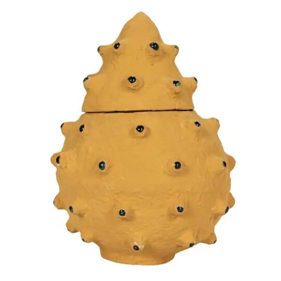 Hello Honey&reg; Decorative Paper M&acirc;ch&eacute; Canister with Glass Marble Accent Yellow {8}