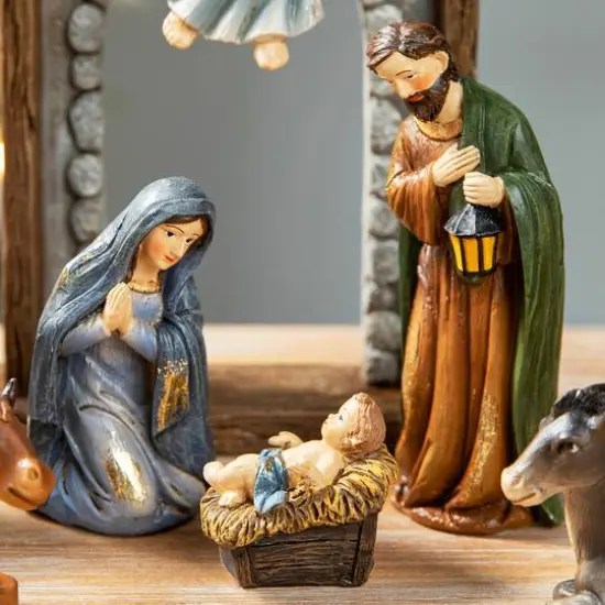 Glitzhome&reg; Multicolor Resin Nativity Figurine Set {6}