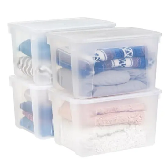 IRIS&reg; 50qt. Clear Wing Lid Storage Boxes, 4ct. {8}