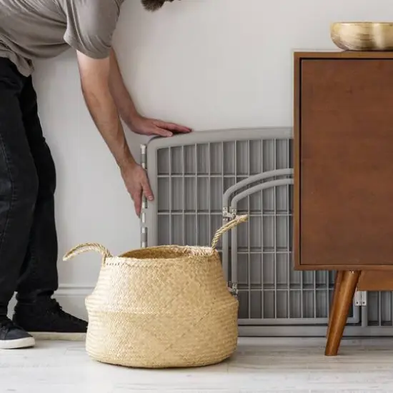 IRIS&reg; Gray 4-Panel Pet Playpen with Door {4}