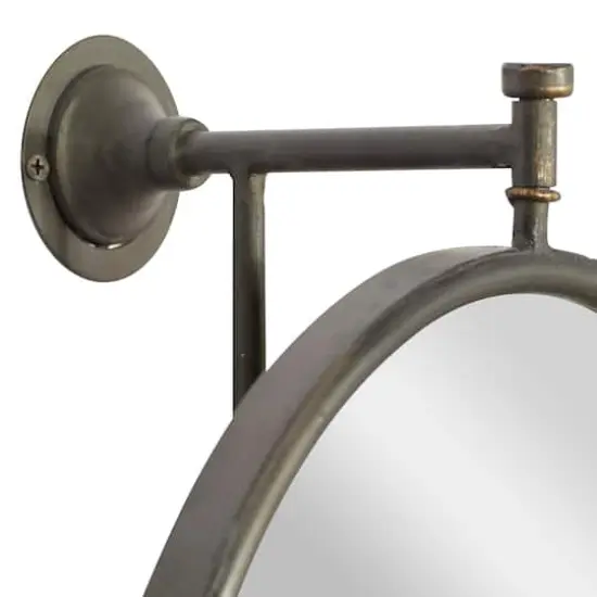 29" Oval Wood Wall Mirror Black {4}