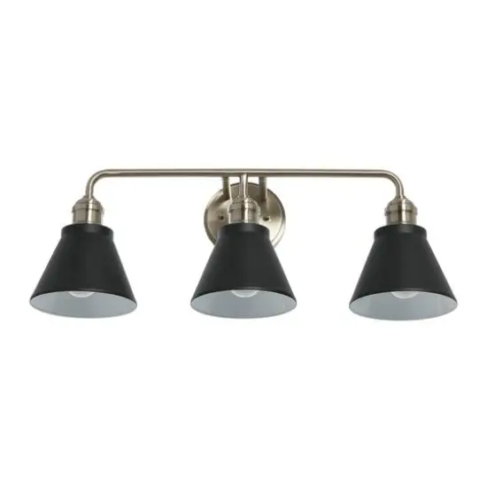Hello Honey&reg; Robert Stevenson Lighting Josie Metal 3-Light Vanity with Shades Matte Black/Brushed Nickel {1}