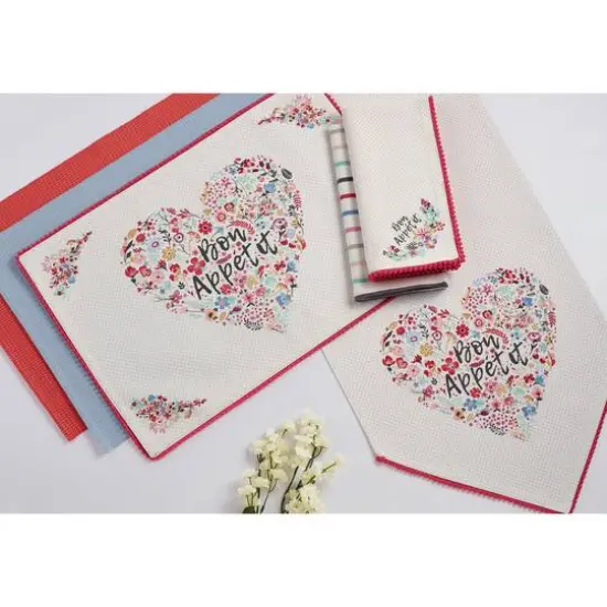 Pink Dobby Dots Placemat Set, 13" x 19", 6 Piece {6}