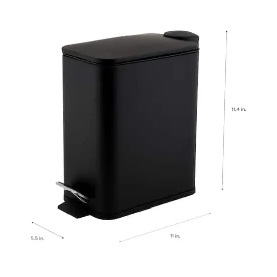Simplify Black 5L Slim Rectangular Pedal Trash Bin with Soft Close Lid {5}