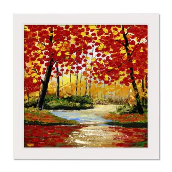Red & Orange Autumn Leaves in White Frame {1}
