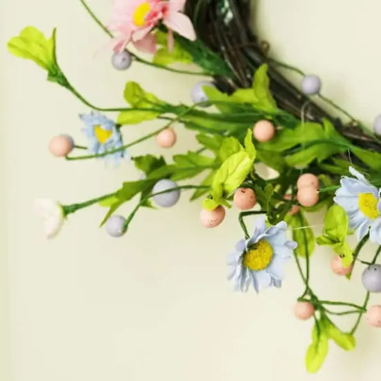 12" Spring Pink & Purple Decorative Floral Twig Wreath {3}