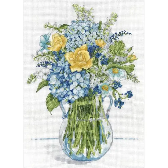 Design Works&trade; Blue & Yellow Floral Counted Cross Stitch Kit {3}