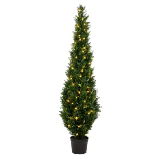 6ft. Pre-Lit Potted Cedar Tree {1}