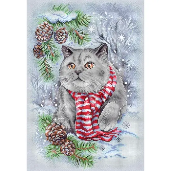 LetiStitch Winter Cat Counted Cross Stitch Kit {1}