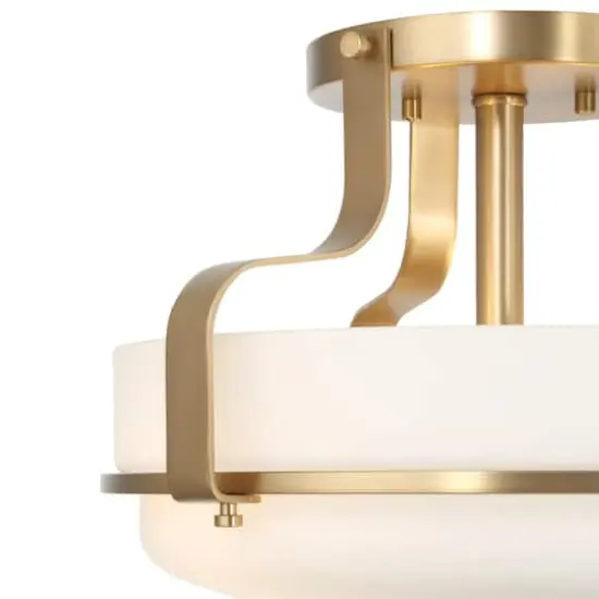 Hello Honey&reg; Chatsworth White & Gold Etched Opal Glass & Metal Semi-Flush Mount Ceiling Light {4}
