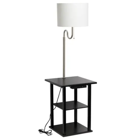 Simple Designs 57" 2 Tier Floor Lamp with USB & Outlet Black {11}