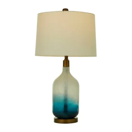 Blue Glass Table Lamp Set of 2 15", 28" {3}