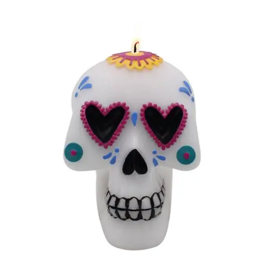 4.6" Day of the Dead Skull-Shaped Unscented Candle by Ashland® {3}