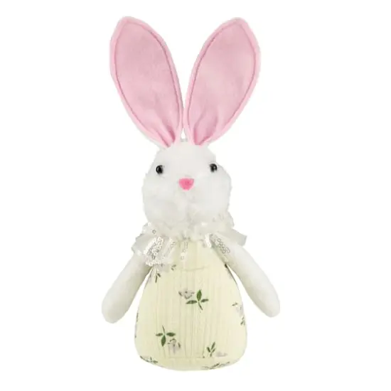 11" Yellow Spring Floral Easter Bunny Figure {1}