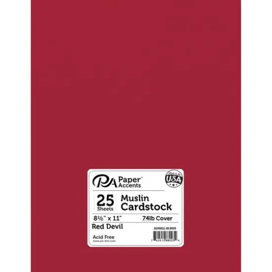 PA Paper™ Accents Muslin 8.5" x 11" 74lb. Cardstock, 25 Sheets Tickled Pink {2}