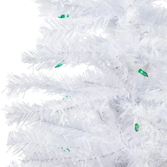 3ft. Pre-Lit Woodbury White Pine Slim Artificial Christmas Tree, Green Lights {3}