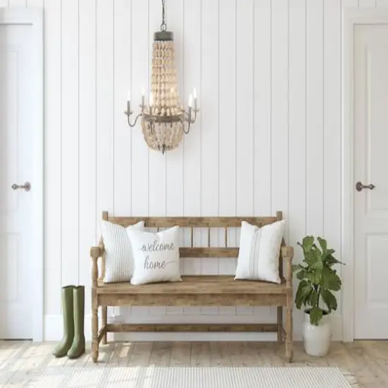 Hello Honey&reg; 38" Brown Rustic Metal and Draped Wood Bead Chandelier {3}