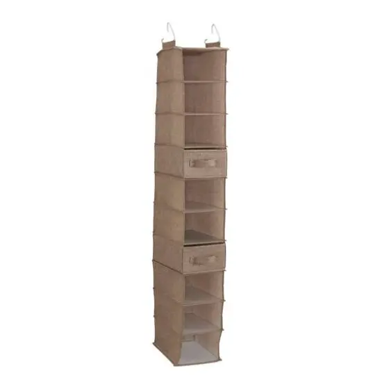 Household Essentials 10 Shelf Hanging Closet Organizer Brown {9}
