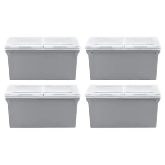 Iris&reg; Gray Split-Lid Letter Size File Box, 4 Pack {4}