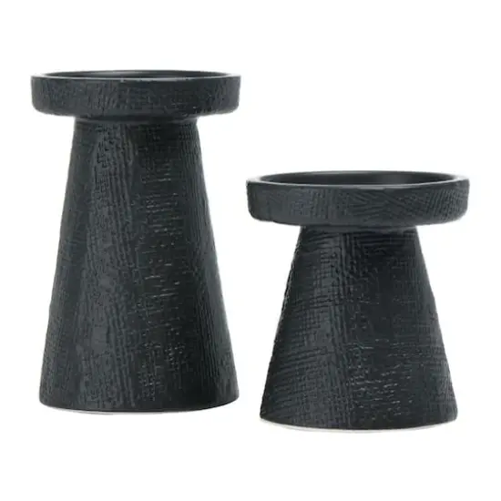 Hello Honey&reg; Stoneware Pillar & Taper Candle Holders Black {2}