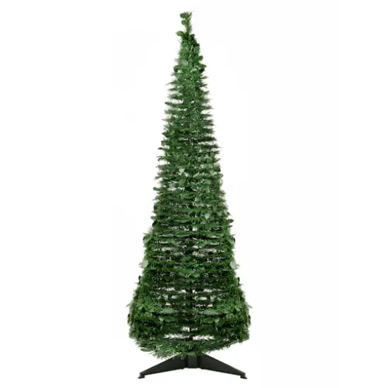 6ft. Unlit Green Tinsel Pop-Up Artificial Christmas Tree {1}